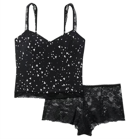 Victoria's Secret Pajama Stretch Cami Lace Shortie Set. - Picture 3 of 12